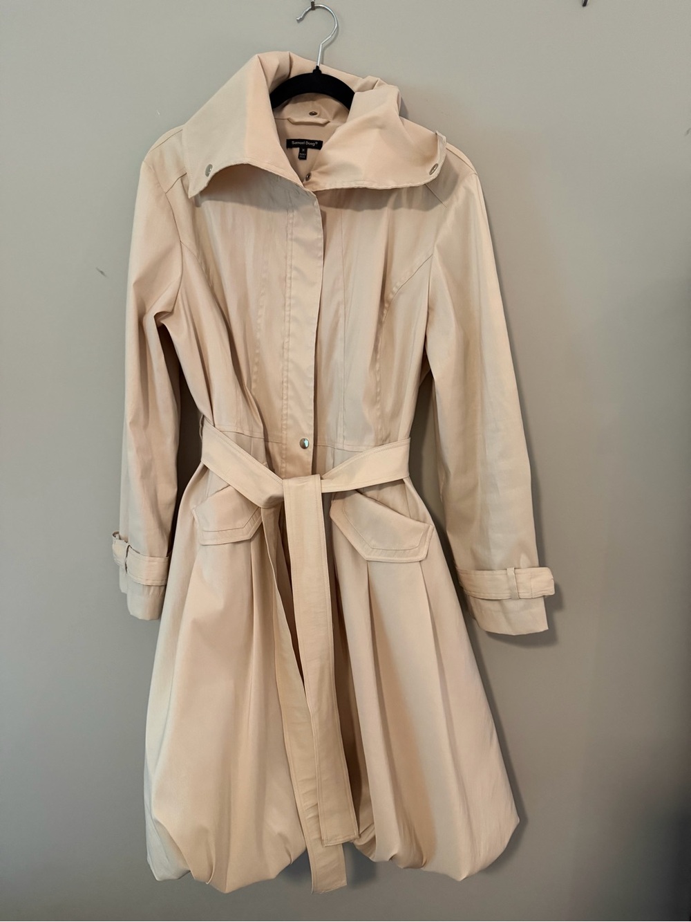 Samuel Dong Light Beige Trench Coat with Tie Belt